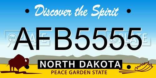 AFB5555 North Dakota License Plate