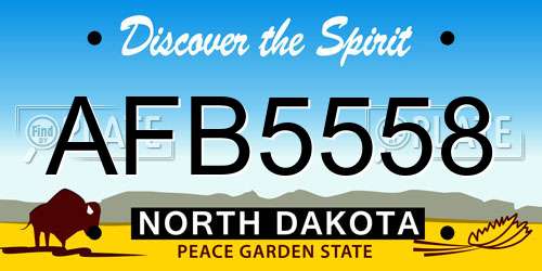 AFB5558 North Dakota License Plate