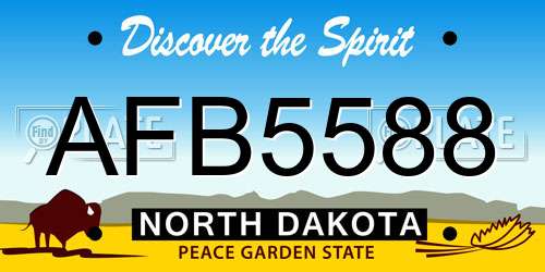 AFB5588 North Dakota License Plate