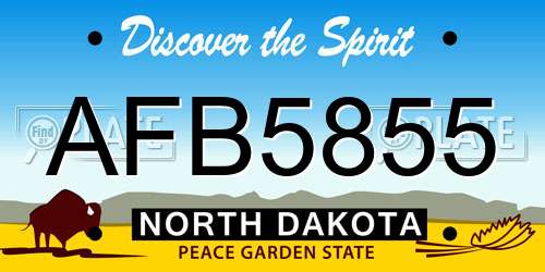 AFB5855 North Dakota License Plate