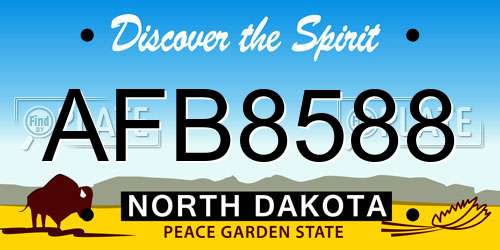 AFB8588 North Dakota License Plate
