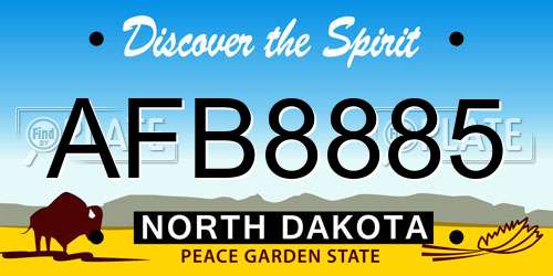 AFB8885 North Dakota License Plate