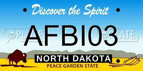 AFBI03 North Dakota License Plate
