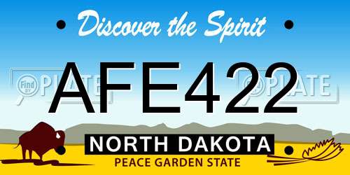 AFE422 North Dakota License Plate