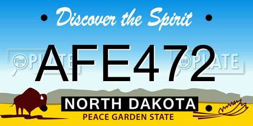 AFE472 North Dakota License Plate