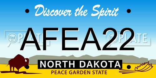 AFEA22 North Dakota License Plate
