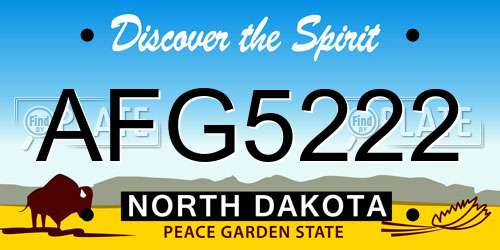 AFG5222 North Dakota License Plate