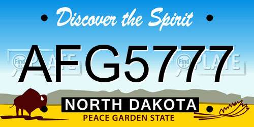 AFG5777 North Dakota License Plate