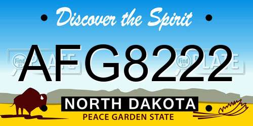 AFG8222 North Dakota License Plate