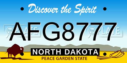 AFG8777 North Dakota License Plate