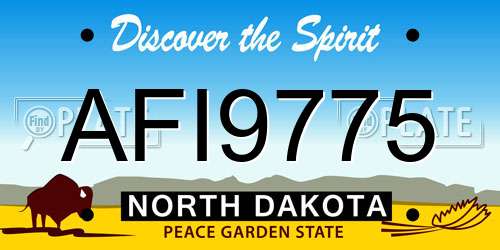 AFI9775 North Dakota License Plate