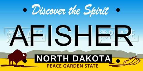 AFISHER North Dakota License Plate