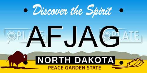 AFJAG North Dakota License Plate
