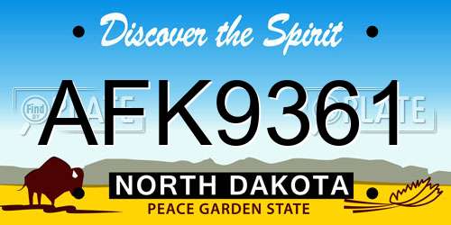 AFK9361 North Dakota License Plate