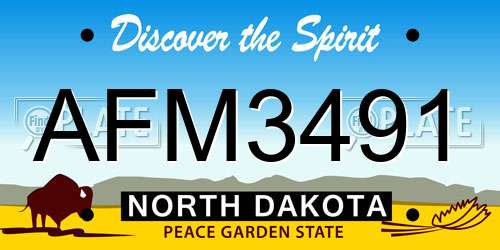 AFM3491 North Dakota License Plate
