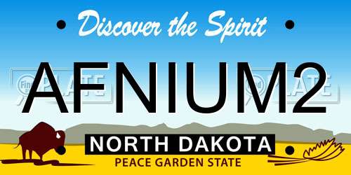 AFNIUM2 North Dakota License Plate