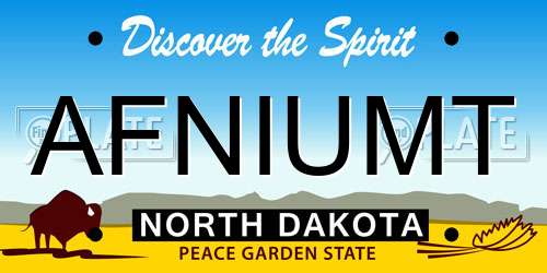 AFNIUMT North Dakota License Plate