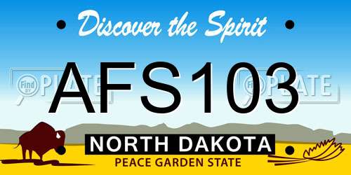 AFS103 North Dakota License Plate
