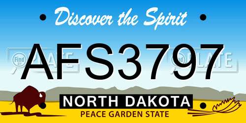 AFS3797 North Dakota License Plate