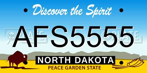AFS5555 North Dakota License Plate