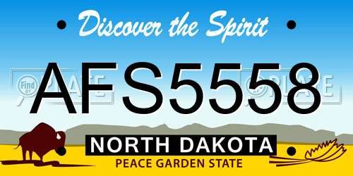 AFS5558 North Dakota License Plate