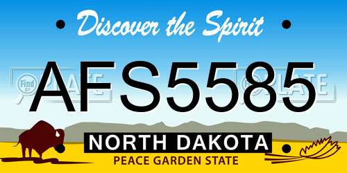 AFS5585 North Dakota License Plate