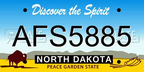 AFS5885 North Dakota License Plate