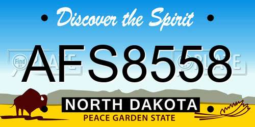 AFS8558 North Dakota License Plate