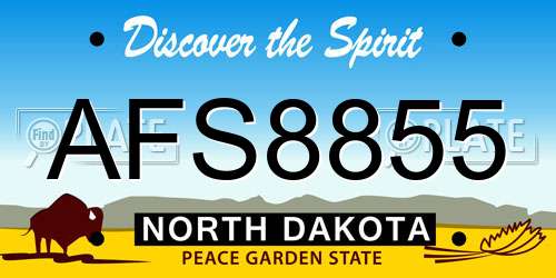 AFS8855 North Dakota License Plate