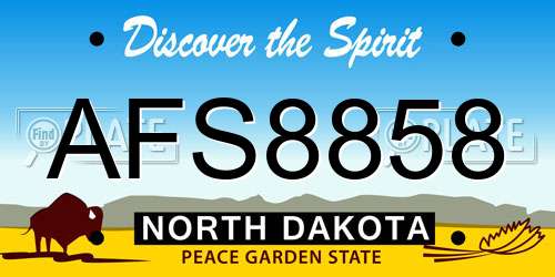 AFS8858 North Dakota License Plate