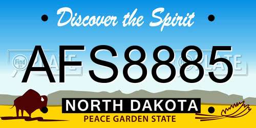 AFS8885 North Dakota License Plate