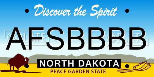AFSBBBB North Dakota License Plate