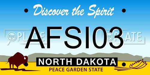 AFSI03 North Dakota License Plate