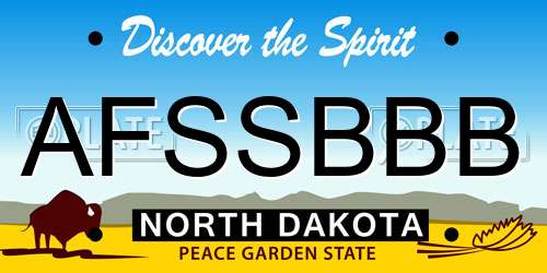 AFSSBBB North Dakota License Plate