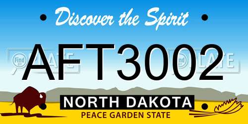 AFT3002 North Dakota License Plate