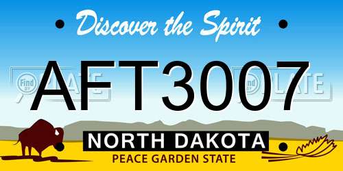 AFT3007 North Dakota License Plate