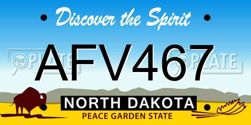 AFV467 North Dakota License Plate
