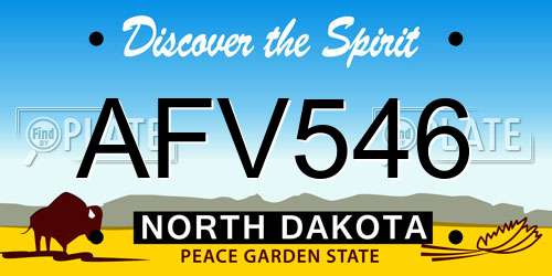 AFV546 North Dakota License Plate