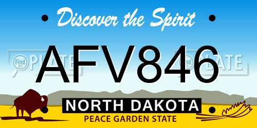 AFV846 North Dakota License Plate