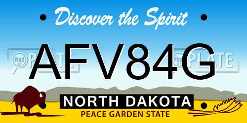 AFV84G North Dakota License Plate