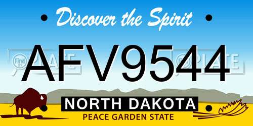 AFV9544 North Dakota License Plate