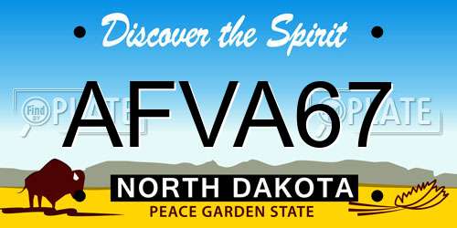 AFVA67 North Dakota License Plate