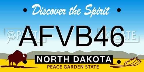 AFVB46 North Dakota License Plate