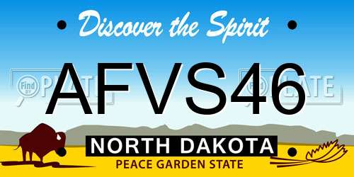 AFVS46 North Dakota License Plate