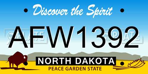 AFW1392 North Dakota License Plate