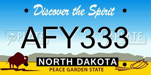 AFY333 North Dakota License Plate