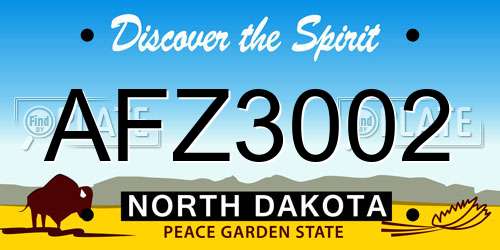 AFZ3002 North Dakota License Plate