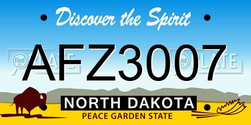 AFZ3007 North Dakota License Plate