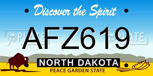 AFZ619 North Dakota License Plate