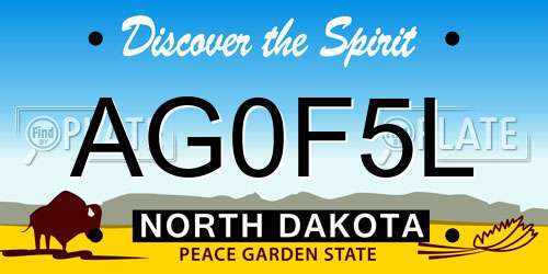 AG0F5L North Dakota License Plate